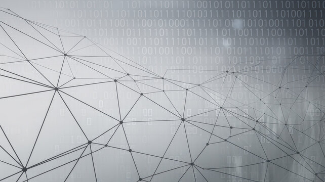 Minimalist image with subtle binary code and geometric lines