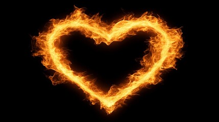 Fototapeta premium Flaming Heart of Passion on Black Background Symbol of Love, Desire, and Valentines Day