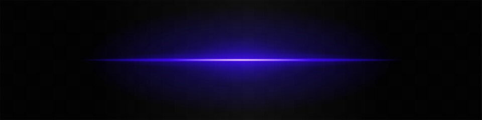 Blue light beam. A sharp horizontal purple beam with a bright center, fading into darkness on both sides. Ideal for sci-fi designs, light transitions, or futuristic effects.