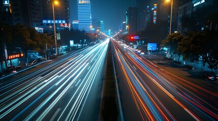 Obraz premium Abstract speed technology background with Hong Kong City night scenes