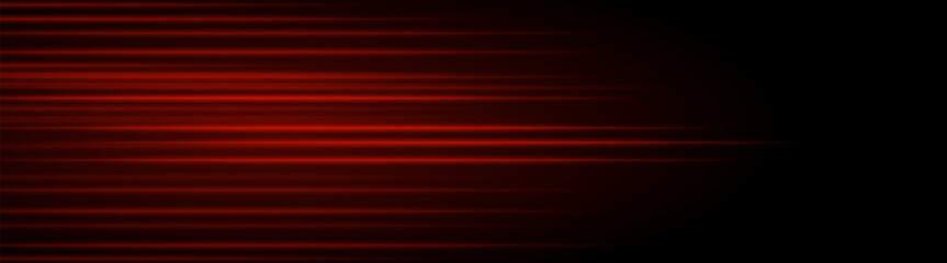 Abstract red laser beam. Lighting effect. Directional spotlight. Light streaks fading into darkness on a black background, creating a dynamic and abstract effect.