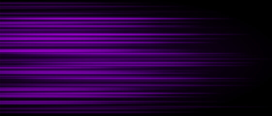 Abstract purple laser beam. Lighting effect. Directional spotlight. Light streaks fading into darkness on a black background, creating a dynamic and abstract effect.