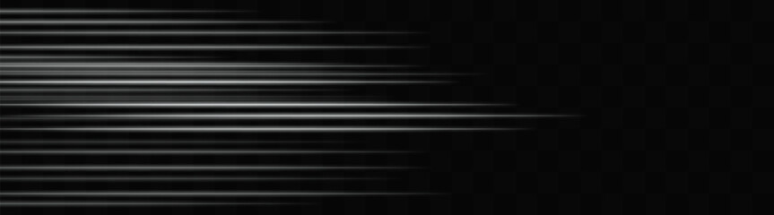 Abstract White laser beam. Lighting effect. Directional spotlight. Light streaks fading into darkness on a black background, creating a dynamic and abstract effect.