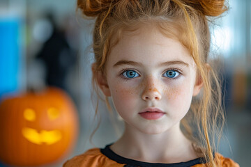 Ai generated picture of little children celebrate Halloween
