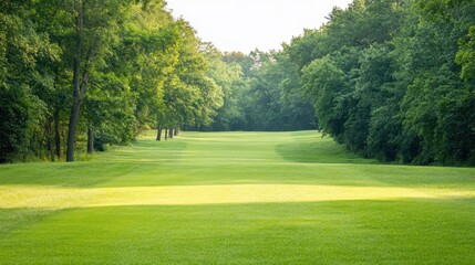 The beautiful golf course features vibrant greenery, creating a tranquil environment perfect for relaxation and outdoor activity