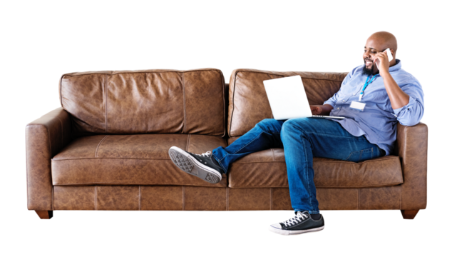 Remote working lifestyle png, transparent background