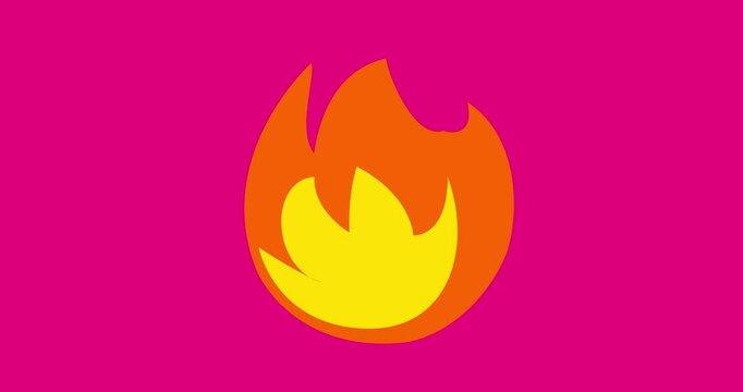 Fire Emoji reaction, icon animation on pink background _ seamless video