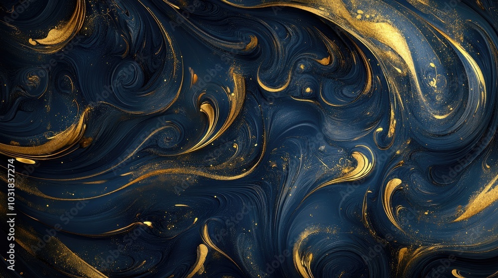 Poster a stunning background with elegant gold swirls on a rich, deep surface, creating a captivating and l