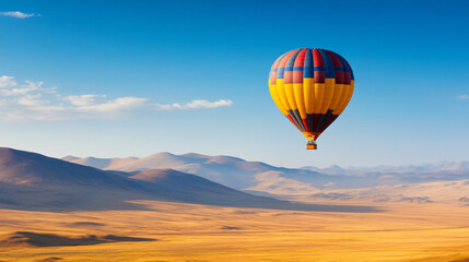 Obraz premium Colorful Hot Air Balloon Over Mountain Landscape