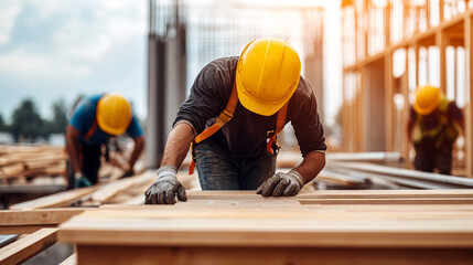 Construction workers at a building site