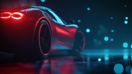 Red Sports Car in a Blue Light