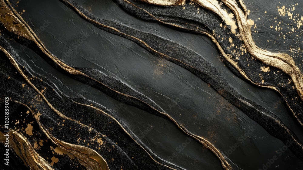 Poster a luxurious background with golden details on a smooth, dark surface, perfect for creating an elegan
