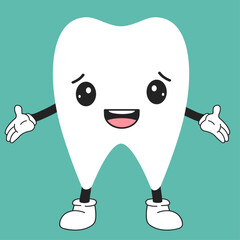 Friendly tooth character is smiling