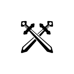 Crossed swords vector icon. Sword flat icon on white background.