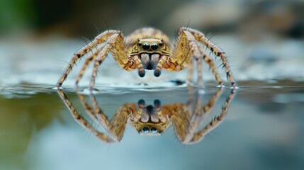 Spider Reflection in Water
