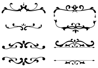 Luxury black flourish ornament png badge sticker collection