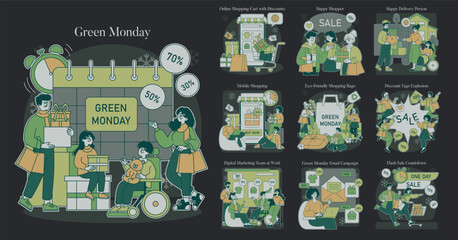 Green Monday. Flat Vector Illustration