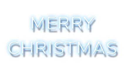 Blue neon word Merry Christmas typography design element