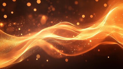 Abstract Orange Waves and Sparkles Background