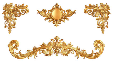 Gold Vintage Baroque Corner Ornaments in a Retro Acanthus Design Generative AI