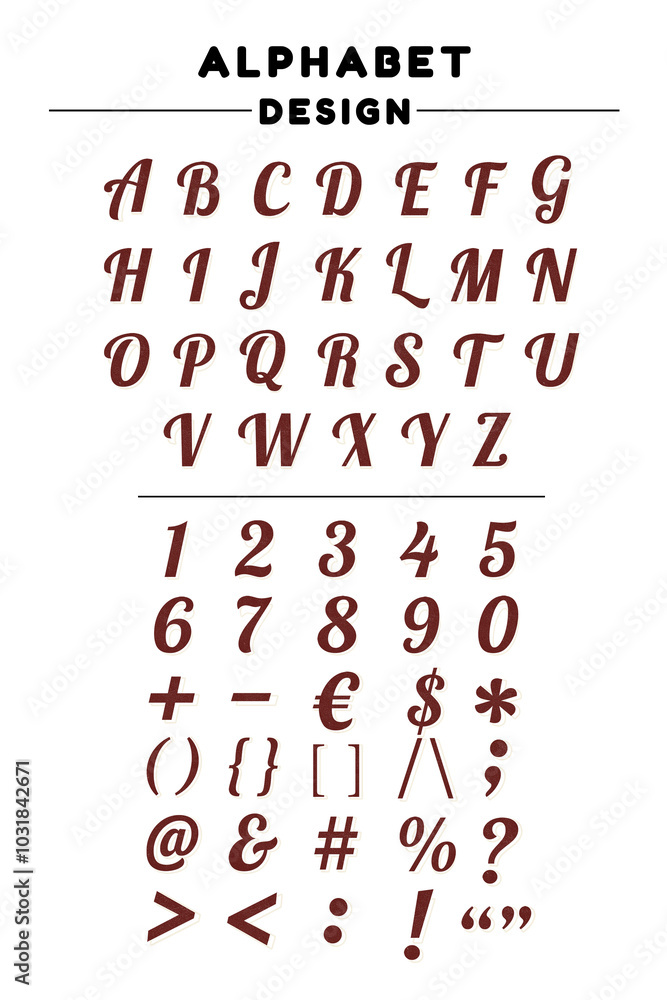 Poster red alphabets, punctuations, and numbers icon set transparent background png