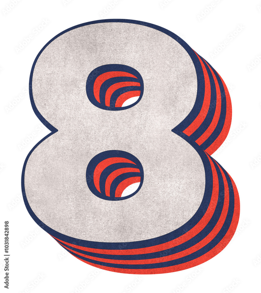 Poster number 8 layered text effect png font