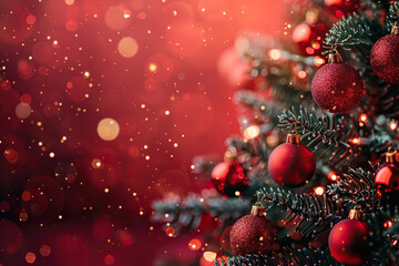 Christmas greeting card with bright winter holiday composition and New Year background