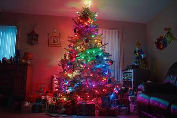 Christmas greeting card with bright winter holiday composition and New Year background