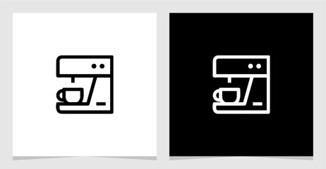 Coffee Machine Minimalist Line Icon , Cofffee Shop Single Icon Vector