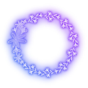recommend clip art: Png floral frame purple neon gradient clipart