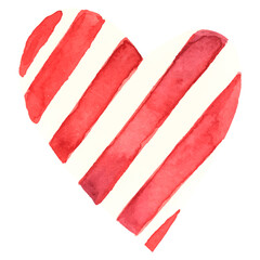 Striped watercolor heart sticker png valentine's day