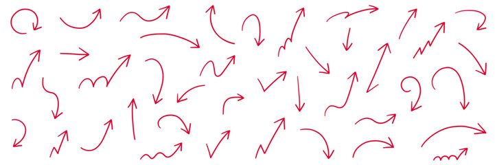 手書きの矢印アイコンのベクターイラストセット。方向、手描き、シンプル、やじるし	