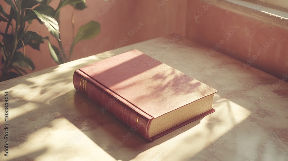 Poster 3d world book day concept with a closed book resting on a minimalistic lightcolored background soft 
