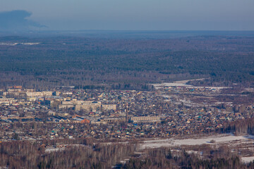 Fototapeta premium The environs of Mount Sinyaya, the village of Baranchinsky, the Urals, 2023.