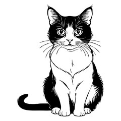 Obraz premium Cat . Animal black and white illustration . Logo design, for use in graphics.