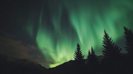 Fototapeta premium A detailed close-up of the aurora borealis, with vibrant lights dancing across the night sky.