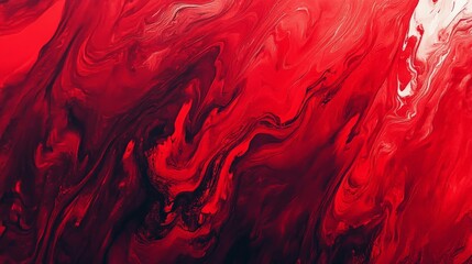 Vibrant Crimson Abstract Painting - Dynamic Fiery Texture