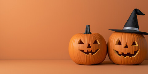 할로윈 호박과 오렌지 배경
