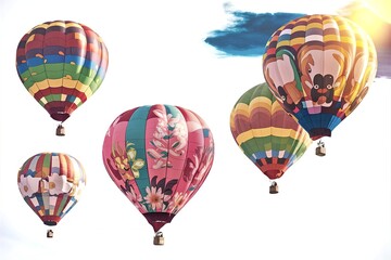 Fototapeta premium a set of hot air balloons on white background