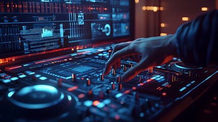 Digital Music Studio with Holographic Interface for Live DJ Performance