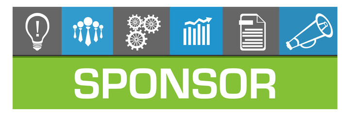 Sponsor Blue Green Box Business Symbols On Top Squares 
