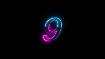 Glowing neon Countdown text number illustration.