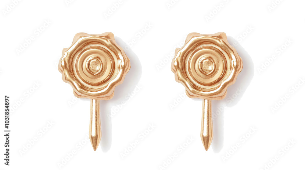 Poster elegant golden wax seals displayed on a transparent background generative ai