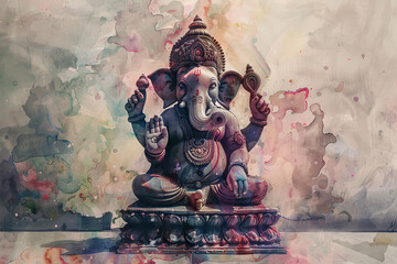 Beautiful greeting card with bright holiday composition for happy celebrate Ganesh Chaturthi