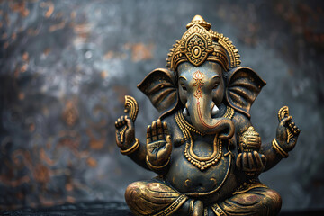 Fototapeta premium Beautiful greeting card with bright holiday composition for happy celebrate Ganesh Chaturthi