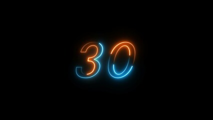 Glowing neon Countdown text number illustration.