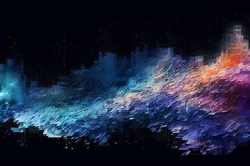 abstract waves neural network space multicolored background, science futuristic technology concept,  AI