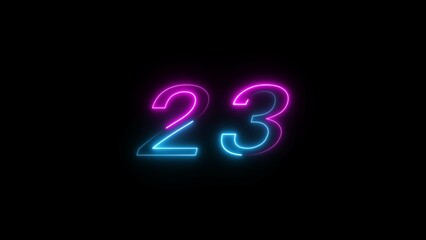 Glowing neon Countdown text number illustration.