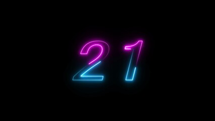 Glowing neon Countdown text number illustration.