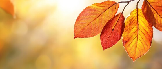 Obraz premium A tight shot of a branch, adorned with leaves in the front, and a hazy backdrop of foliage